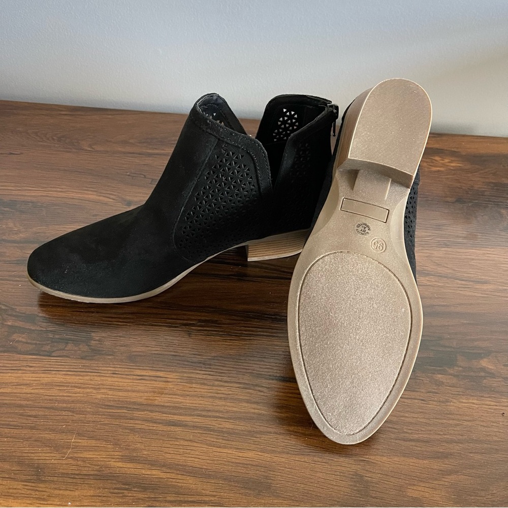 a.n.a Black Perforated Ankle Booties